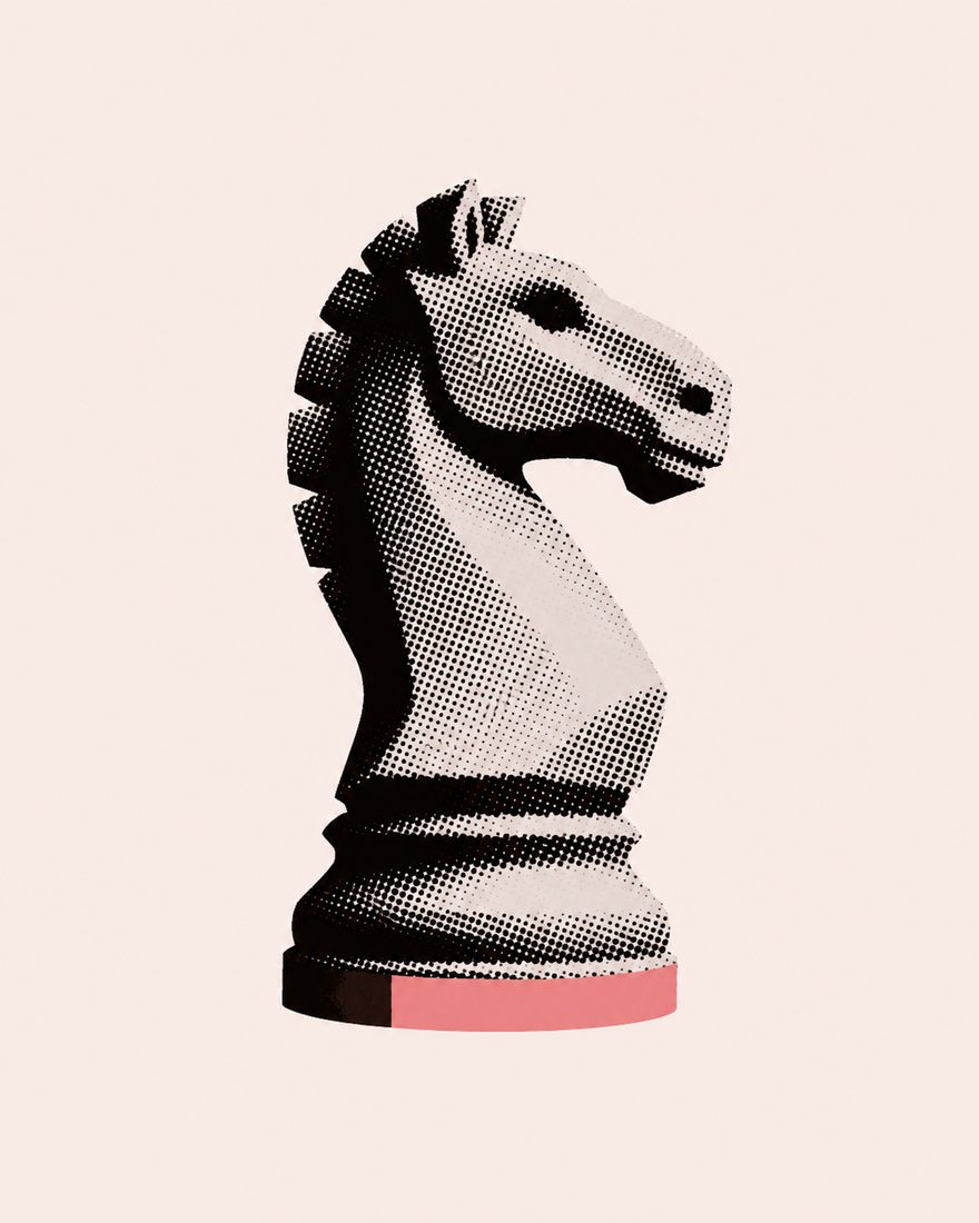 Cavalier d’échecs en demi-teinte